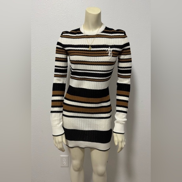 AMIRI Dresses & Skirts - NWT Amiri Backless Multi-Stripe Sweater Dress in Brown/Black